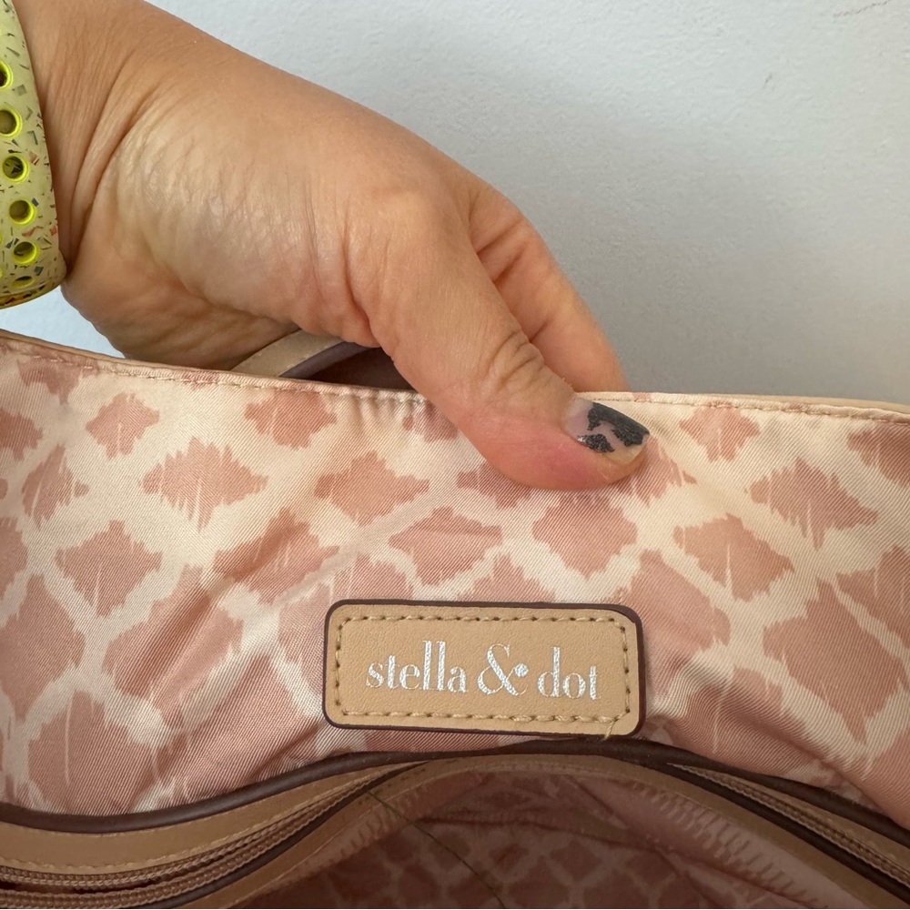 New STELLA & DOT RIVIERA Tote Rose Gold Metallic Woven Purse, Shoulder Bag - Picture 7 of 9